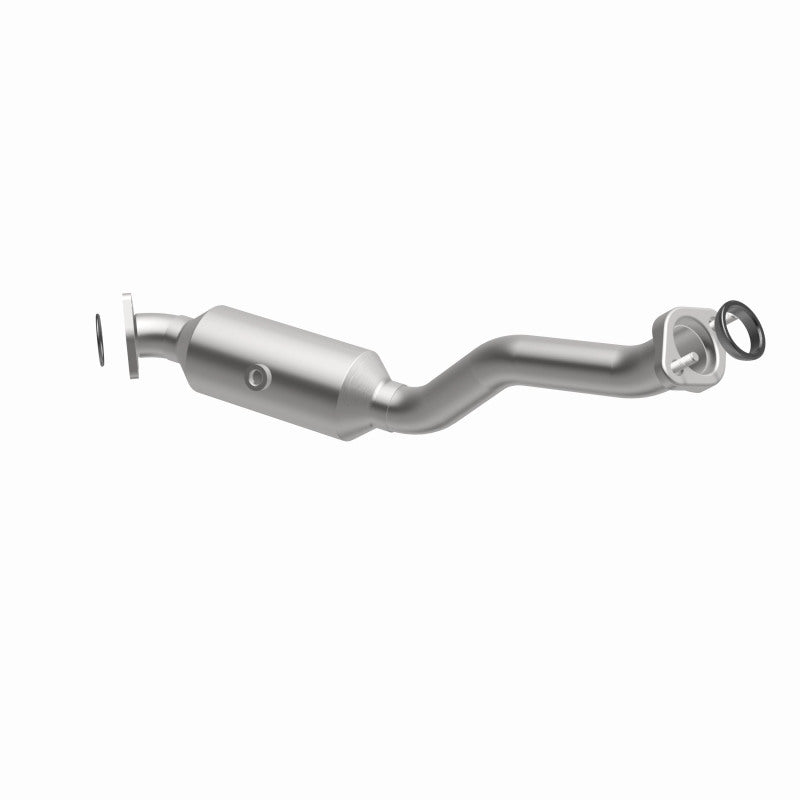 MagnaFlow 5461767 carb direct-fit catalytic converter, opposite front three-quarter view of the turntable spin