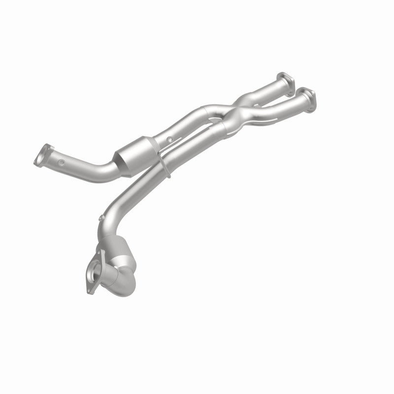 MagnaFlow 5451046 carb direct-fit catalytic converter, front three-quarter view of the turntable spin