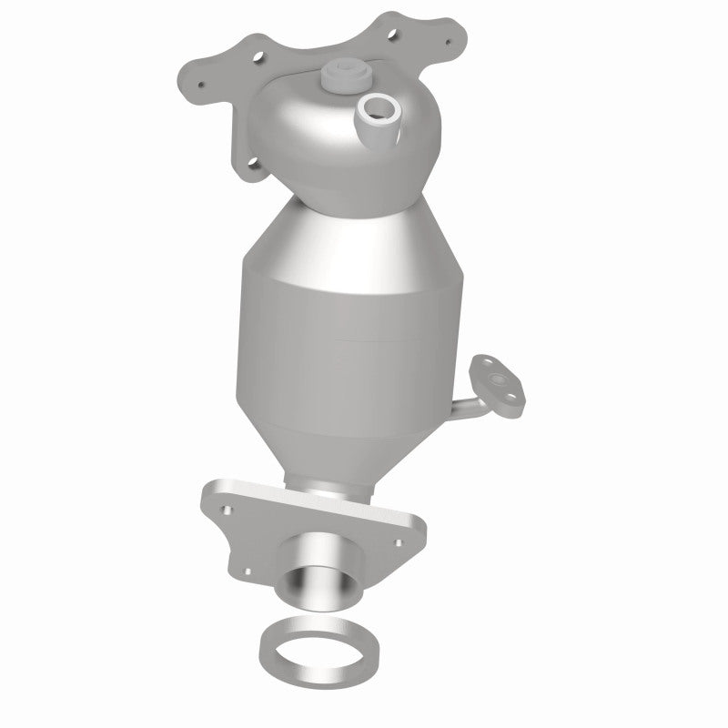 MagnaFlow 5531680 carb manifold converter, rear three-quarter view of the turntable spin