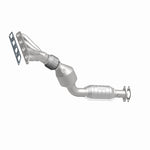 MagnaFlow 452859 carb manifold converter, front three-quarter view of the turntable spin