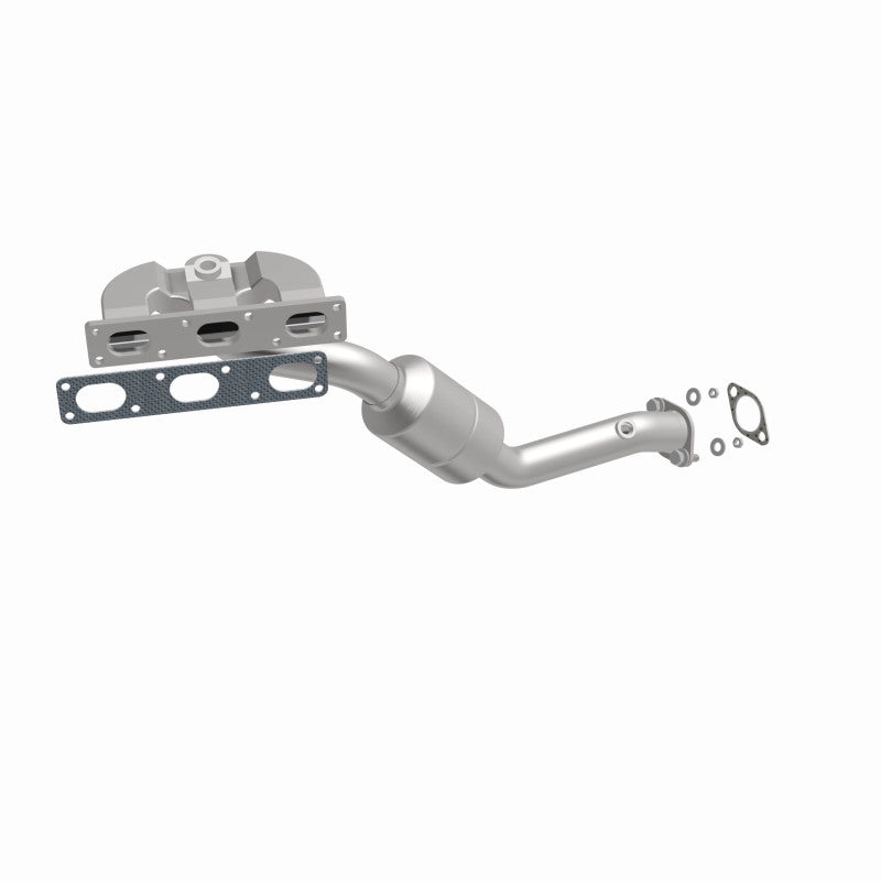 MagnaFlow 50298 hm grade manifold converter, front three-quarter view of the turntable spin