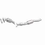 MagnaFlow 49916 oem grade direct-fit catalytic converter, front three-quarter view of the turntable spin