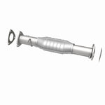 MagnaFlow 93484 hm grade direct-fit catalytic converter, opposite rear three-quarter view of the turntable spin