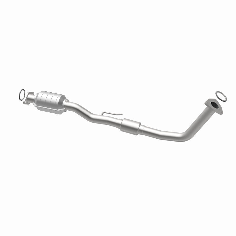 MagnaFlow 357801 carb direct-fit catalytic converter, opposite rear three-quarter view of the turntable spin