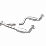MagnaFlow 49580 oem grade direct-fit catalytic converter, opposite rear three-quarter view of the turntable spin