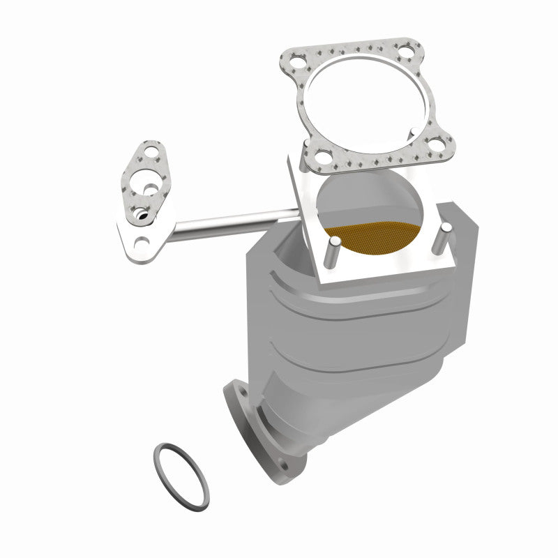 MagnaFlow 23649 epa direct-fit catalytic converter, opposite side view of the turntable spin
