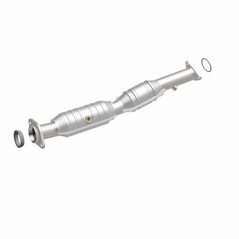 MagnaFlow 23137 hm grade direct-fit catalytic converter, front three-quarter view of the turntable spin