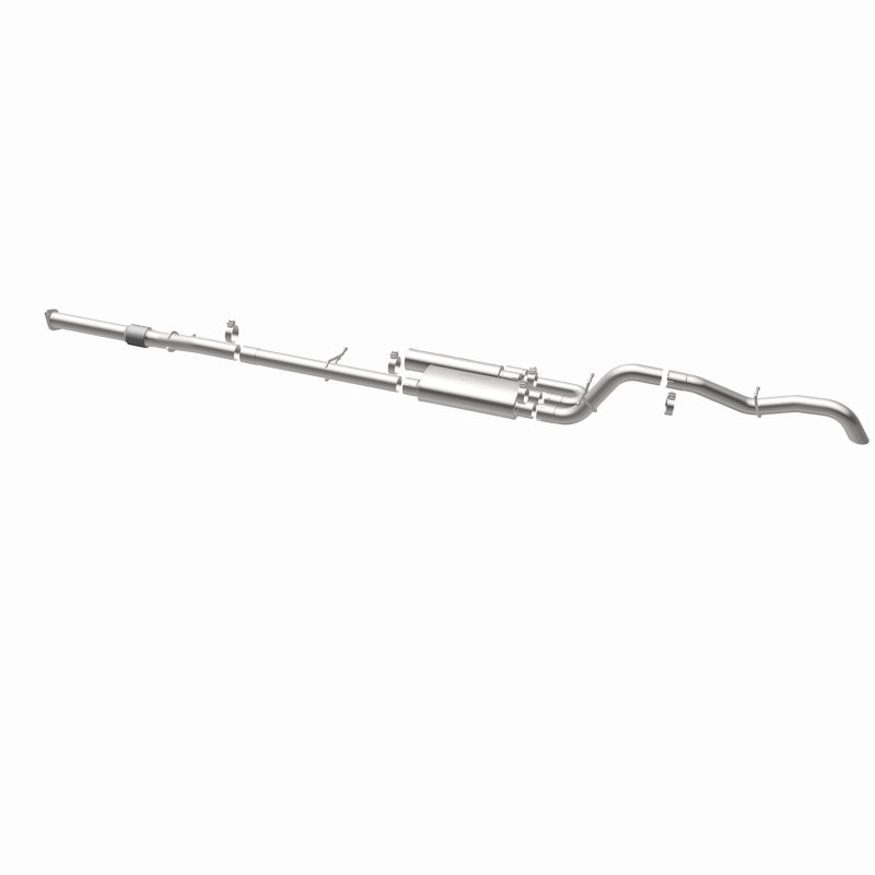 MagnaFlow 19648 overland series cat-back exhaust, opposite rear three-quarter view of the turntable spin