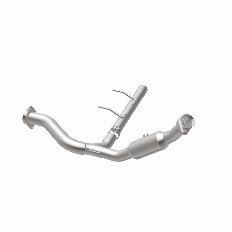 MagnaFlow 5451500 carb direct-fit catalytic converter, opposite rear three-quarter view of the turntable spin
