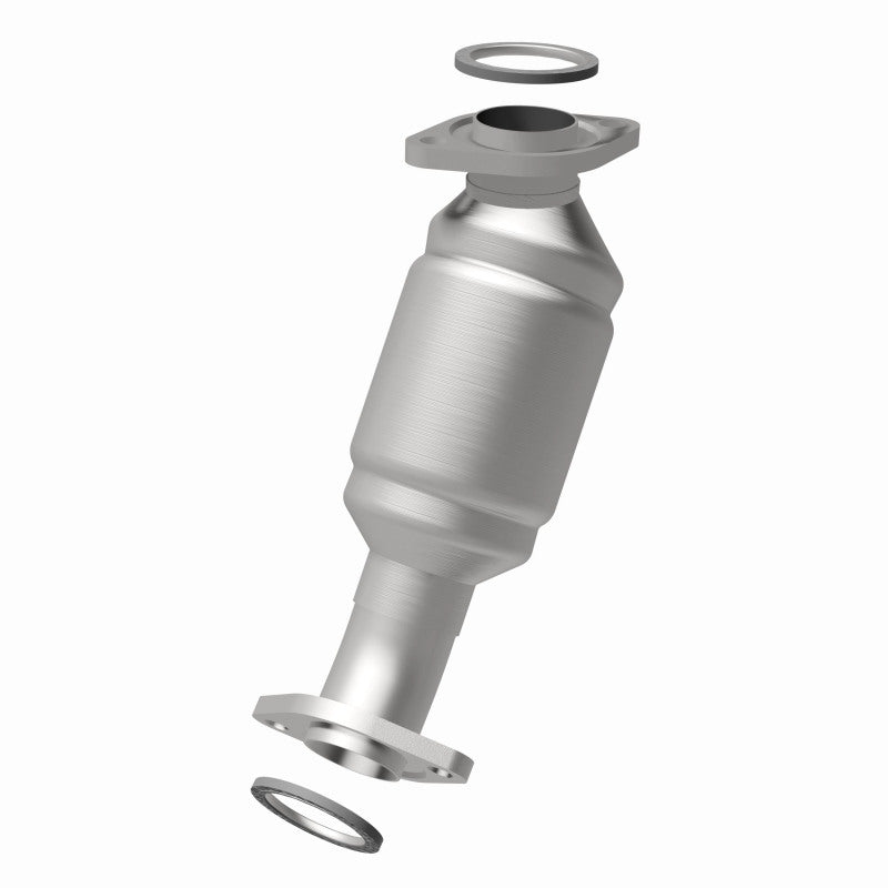 MagnaFlow 93259 hm grade direct-fit catalytic converter, rear three-quarter view of the turntable spin