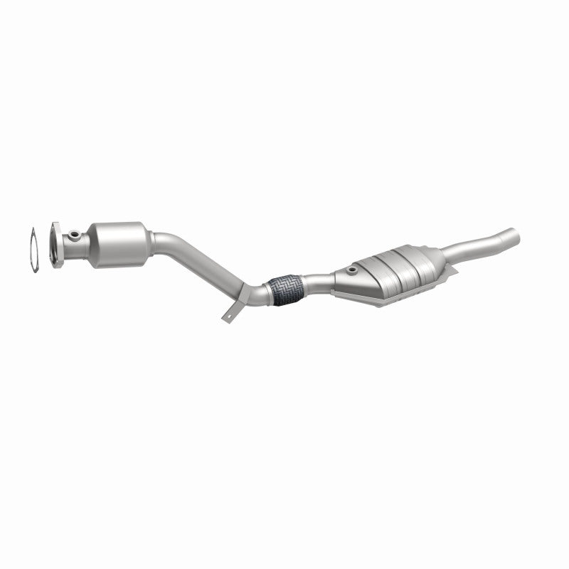 MagnaFlow 51589 oem grade direct-fit catalytic converter, front three-quarter view of the turntable spin