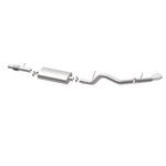 MagnaFlow 16564 street series cat-back exhaust, opposite rear three-quarter view of the turntable spin