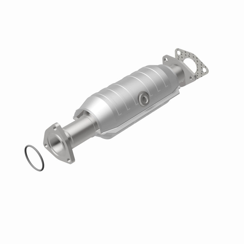 MagnaFlow 49569 oem grade direct-fit catalytic converter, rear view of the turntable spin