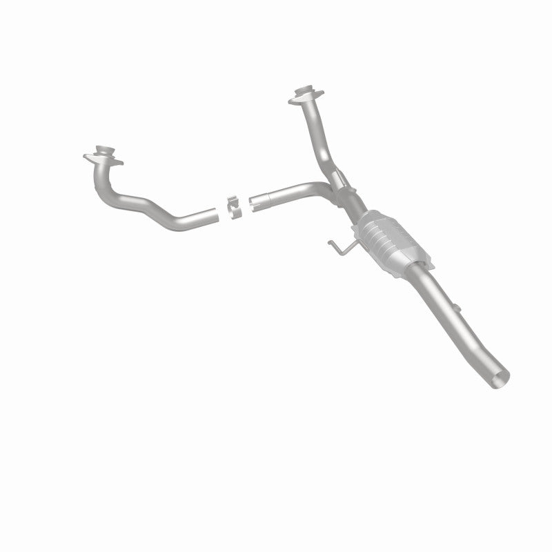 MagnaFlow 93214 hm grade direct-fit catalytic converter, rear three-quarter view of the turntable spin