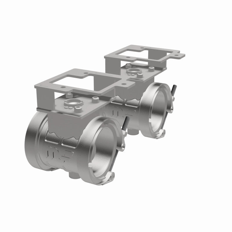 MagnaFlow 10805 exhaust part, opposite front three-quarter view of the turntable spin