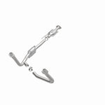 MagnaFlow 93326 hm grade direct-fit catalytic converter, opposite front three-quarter view of the turntable spin