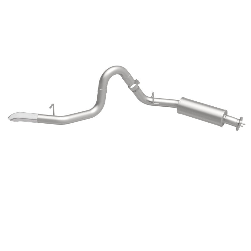 MagnaFlow 16390 competition series cat-back exhaust, side view of the turntable spin