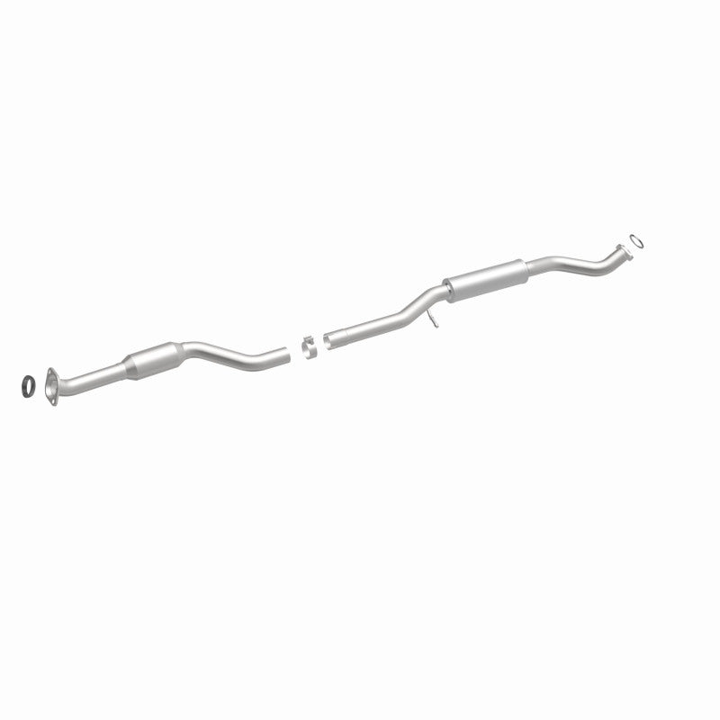 MagnaFlow 52217 oem grade direct-fit catalytic converter, front three-quarter view of the turntable spin