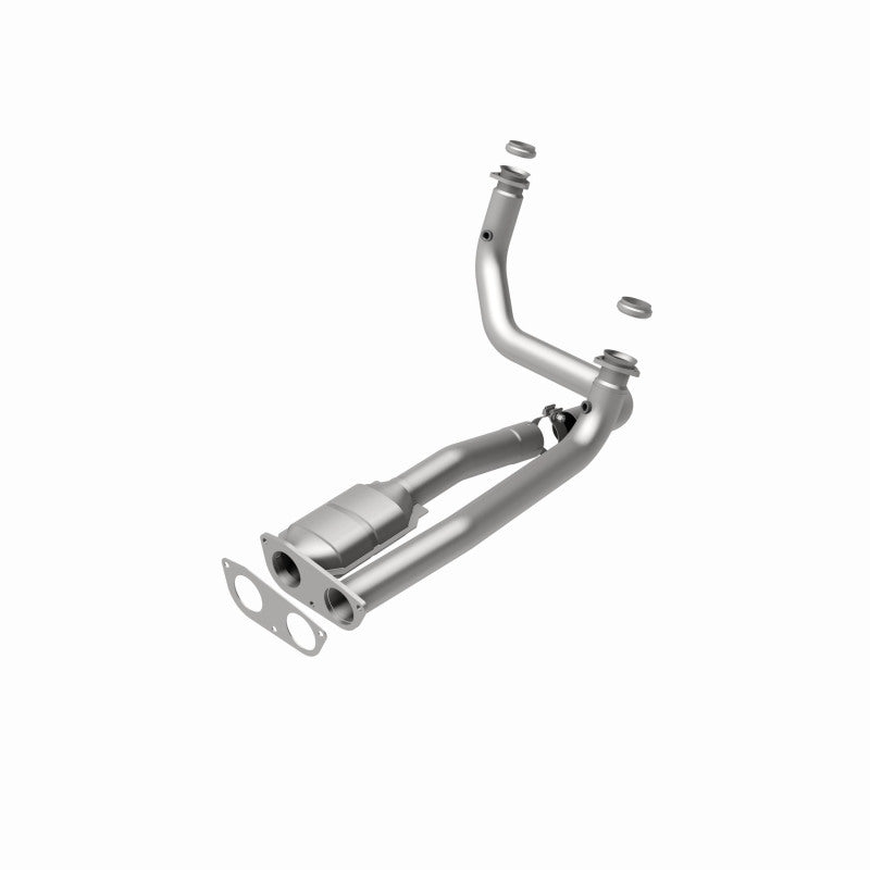 MagnaFlow 93607 hm grade direct-fit catalytic converter, rear view of the turntable spin
