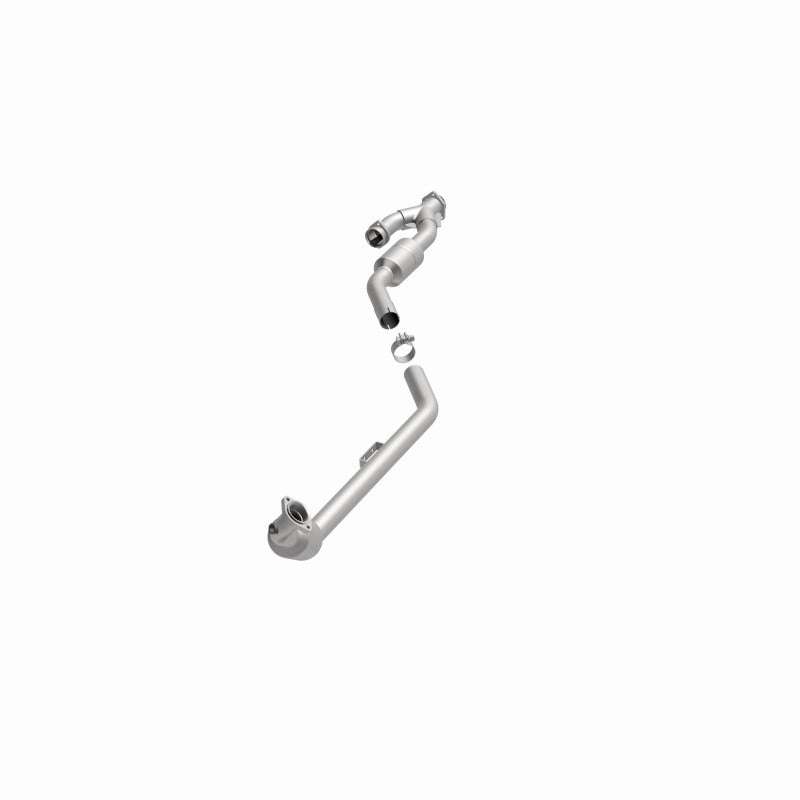 MagnaFlow 24535 hm grade direct-fit catalytic converter, opposite front three-quarter view of the turntable spin