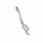 MagnaFlow 24122 hm grade direct-fit catalytic converter, rear three-quarter view of the turntable spin