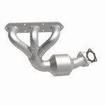 MagnaFlow 5411931 carb direct-fit catalytic converter, front three-quarter view of the turntable spin
