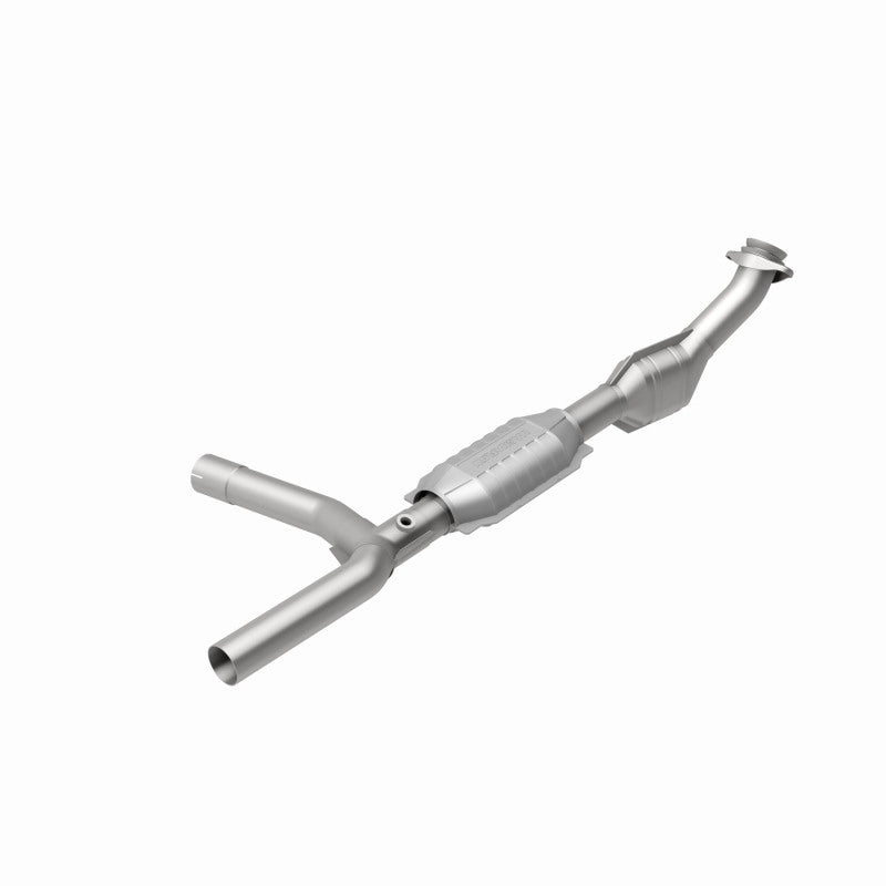 MagnaFlow 447110 carb direct-fit catalytic converter, rear view of the turntable spin