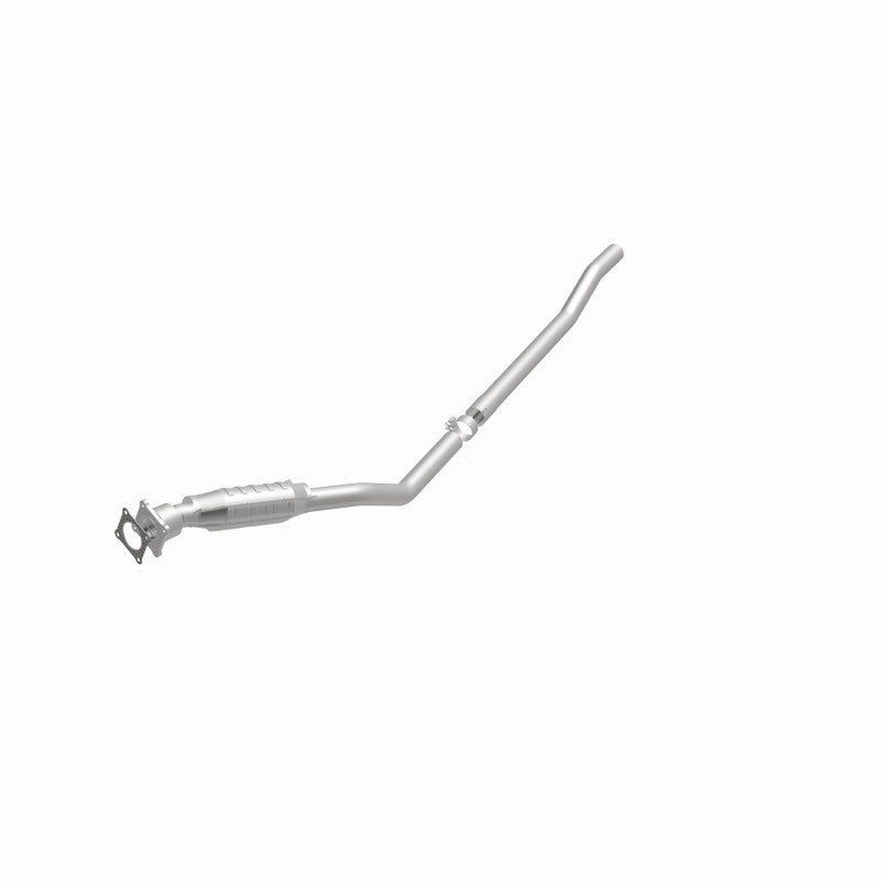 MagnaFlow 93273 hm grade direct-fit catalytic converter, opposite front three-quarter view of the turntable spin