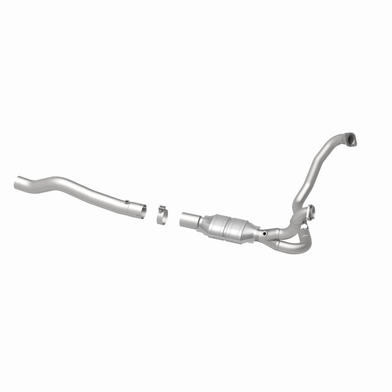 MagnaFlow 93416 hm grade direct-fit catalytic converter, opposite rear three-quarter view of the turntable spin