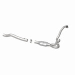 MagnaFlow 93416 hm grade direct-fit catalytic converter, opposite rear three-quarter view of the turntable spin