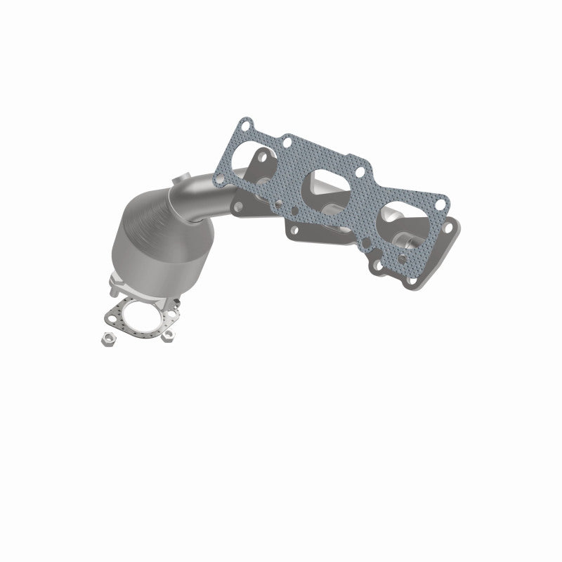 MagnaFlow 52310 oem grade manifold converter, front three-quarter view of the turntable spin