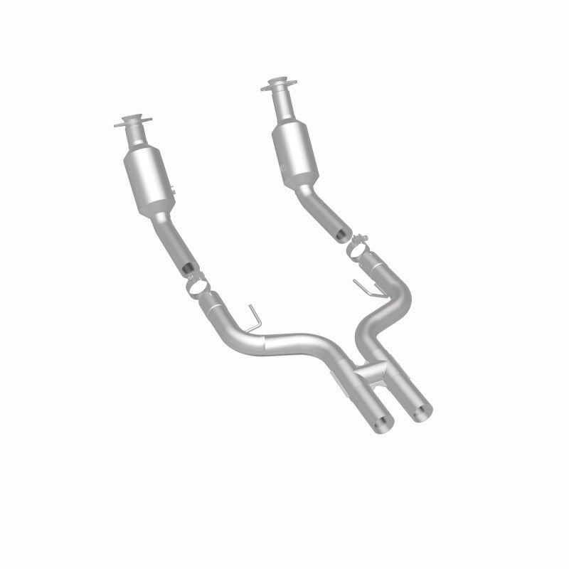 MagnaFlow 49001 oem grade direct-fit catalytic converter, rear three-quarter view of the turntable spin