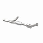 MagnaFlow 93322 hm grade direct-fit catalytic converter, opposite rear three-quarter view of the turntable spin