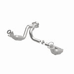 MagnaFlow 5451631 carb direct-fit catalytic converter, opposite front three-quarter view of the turntable spin