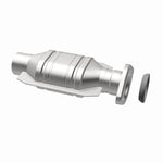 MagnaFlow 93268 hm grade direct-fit catalytic converter, opposite rear three-quarter view of the turntable spin