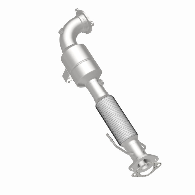 MagnaFlow 52974 oem grade direct-fit catalytic converter, rear three-quarter view of the turntable spin