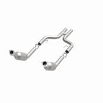 MagnaFlow 49001 oem grade direct-fit catalytic converter, opposite front three-quarter view of the turntable spin