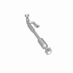 MagnaFlow 5571534 carb direct-fit catalytic converter, rear three-quarter view of the turntable spin