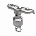 MagnaFlow 24998 hm grade manifold converter, opposite front three-quarter view of the turntable spin