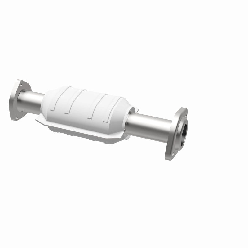 MagnaFlow 49466 oem grade direct-fit catalytic converter, opposite rear three-quarter view of the turntable spin