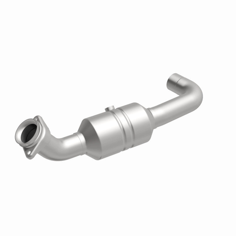 MagnaFlow 5551138 carb direct-fit catalytic converter, front three-quarter view of the turntable spin