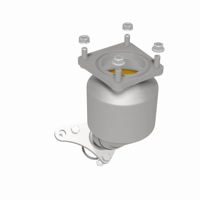 MagnaFlow 52129 oem grade direct-fit catalytic converter, rear three-quarter view of the turntable spin