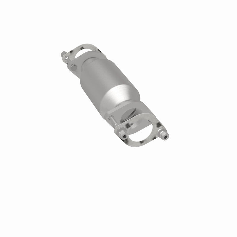 MagnaFlow 49740 oem grade direct-fit catalytic converter, rear three-quarter view of the turntable spin