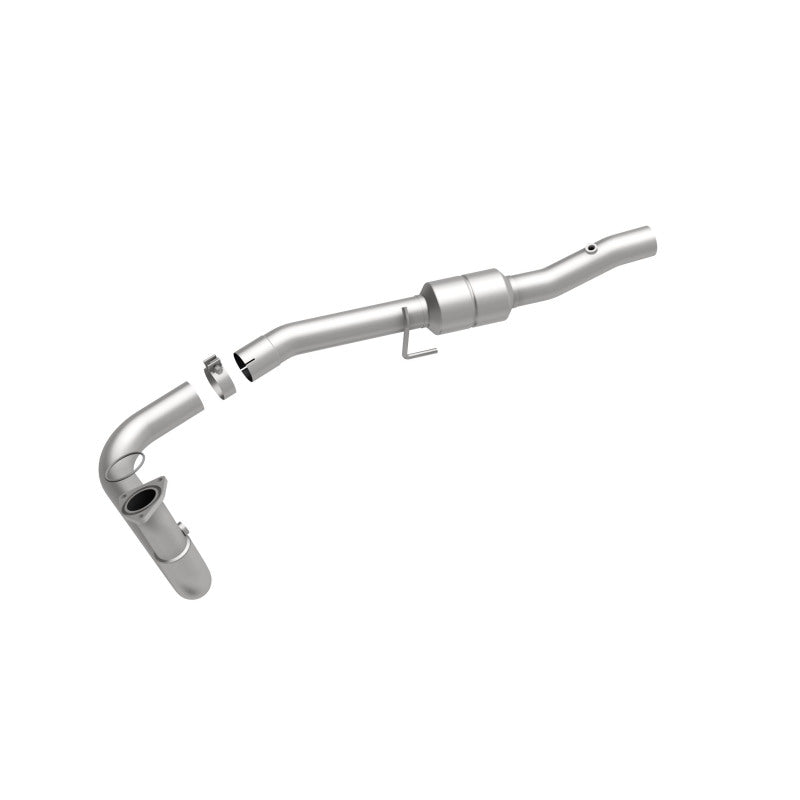 MagnaFlow 49643 oem grade direct-fit catalytic converter, front three-quarter view of the turntable spin