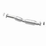 MagnaFlow 23137 hm grade direct-fit catalytic converter, opposite rear three-quarter view of the turntable spin