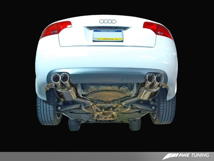AWE Tuning Audi B7 A4 3.2L Touring Edition Quad Tip Exhaust - Diamond Black Tips - autotalent