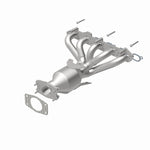 MagnaFlow 452425 carb manifold converter, rear view of the turntable spin