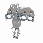 MagnaFlow 5531078 carb manifold converter, side view of the turntable spin