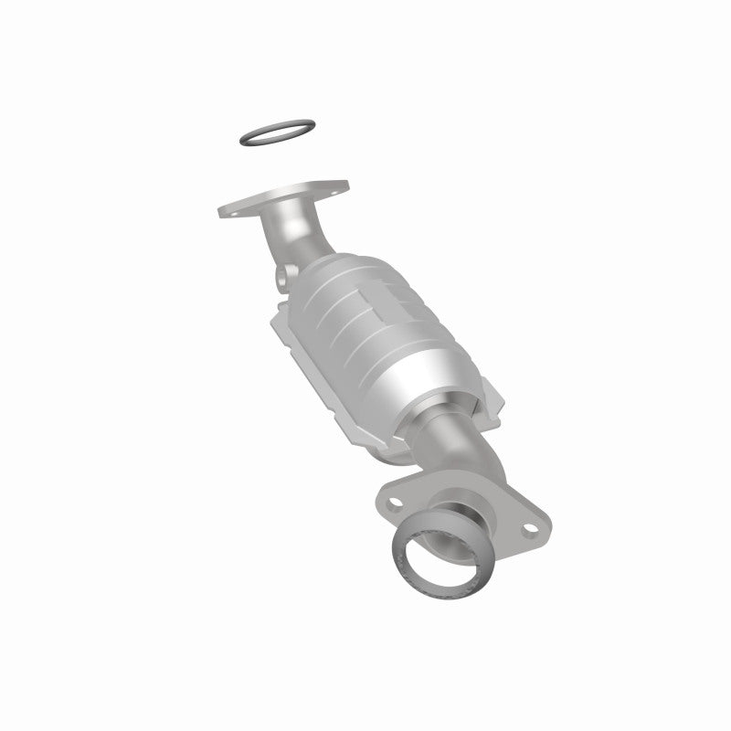 MagnaFlow 24930 hm grade direct-fit catalytic converter, rear three-quarter view of the turntable spin
