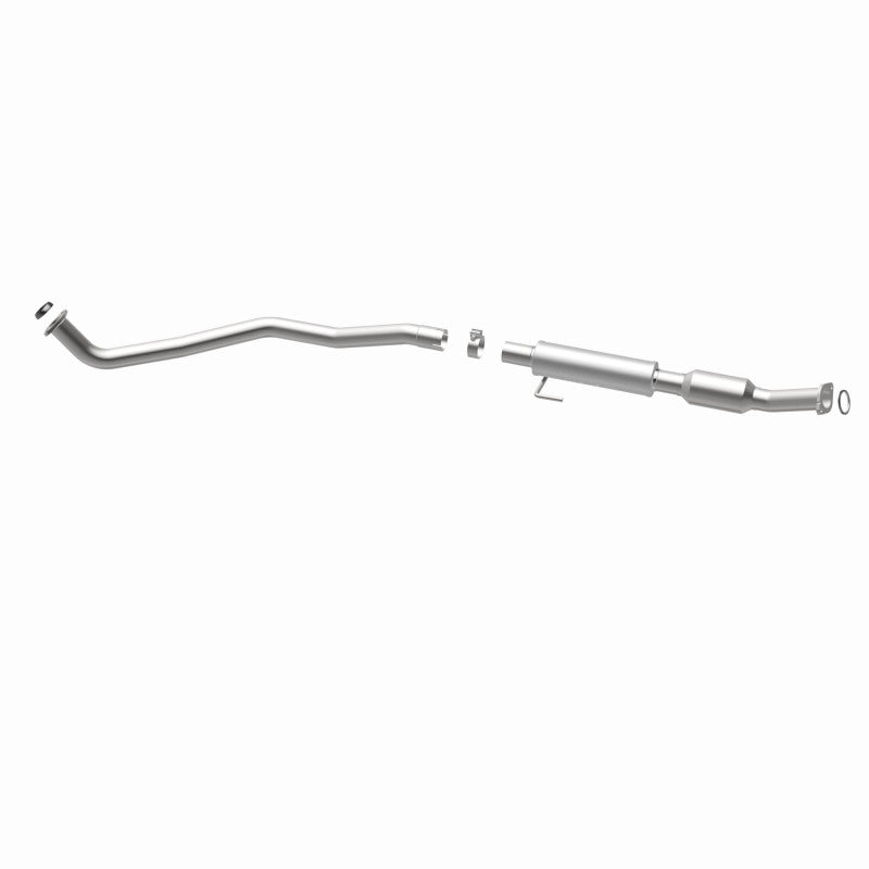 MagnaFlow 49502 oem grade direct-fit catalytic converter, opposite rear three-quarter view of the turntable spin